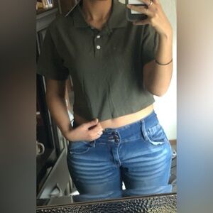 Army Green Crop Top; small; Wild Fable